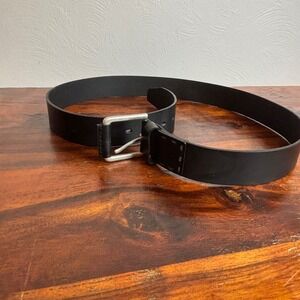 Timberland Mens Genuine Leather Black Belt Silver Buckle Casual Work